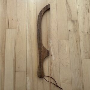 Wooden Bow-Style Bread Knife with Leather Strap